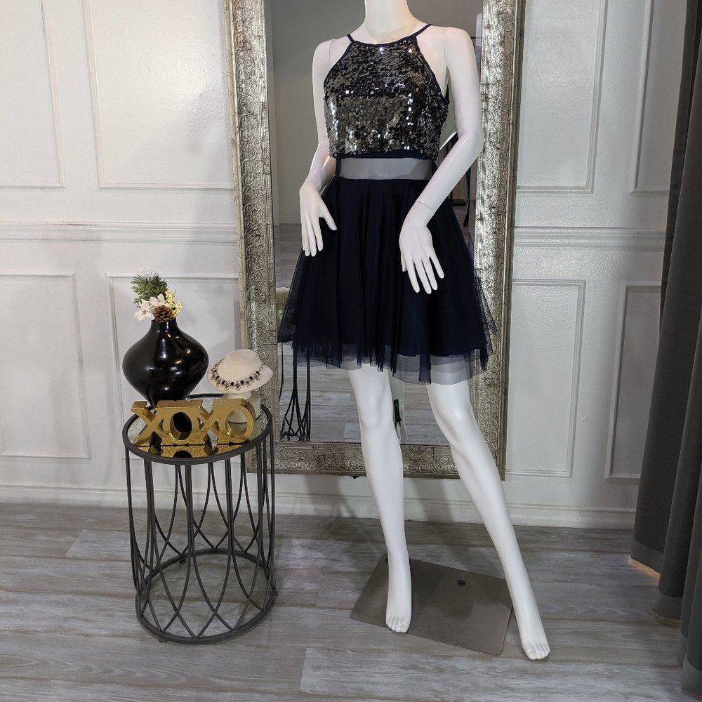 Navy Blue Short Cocktail Homecoming Formal Dress
